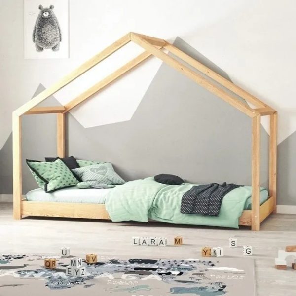 Cama casita frontal madera a pedido