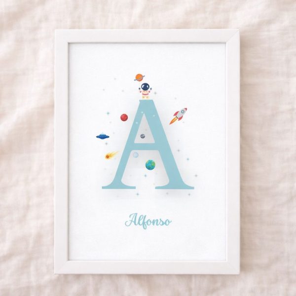 Cuadrito personalizado iniciales marco blanco