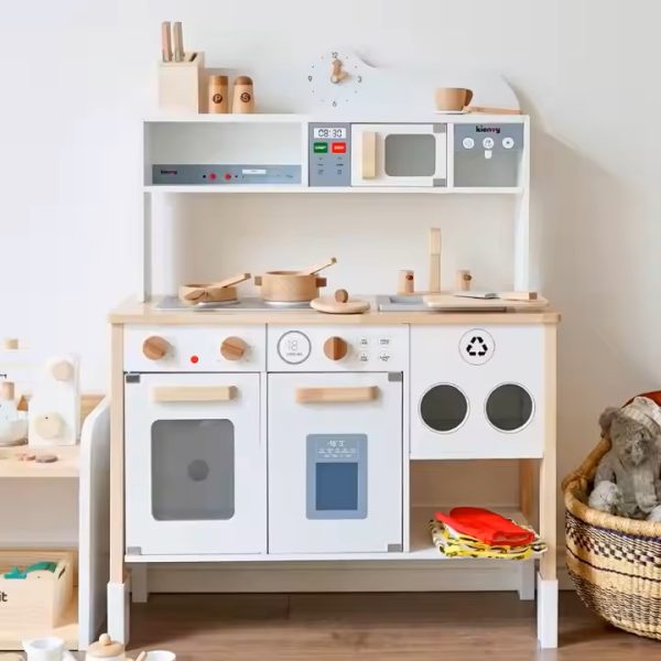 Cocina infantil de madera blanca regulable Montessori