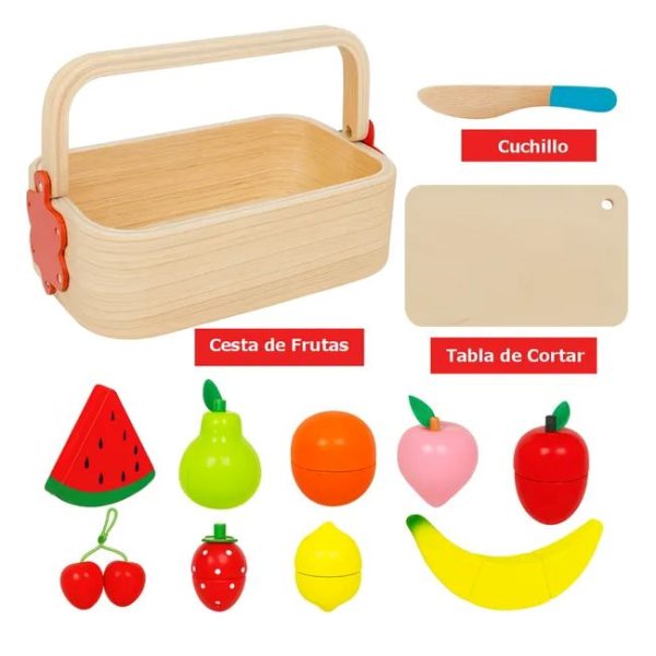 Alternative view of Canasto de frutas de madera imantadas