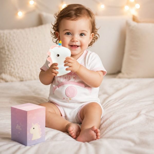 Lampara de unicornio silicona con niño